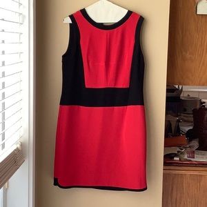 Color block red and black dress with pockets!